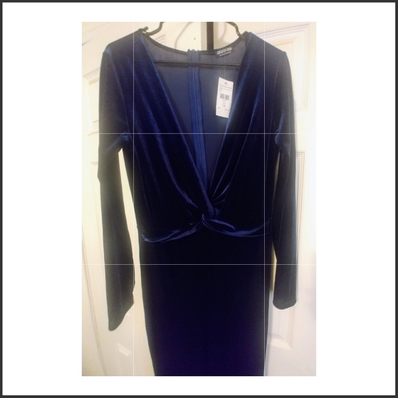 Fashion Nova Velvet Navy Jumpsuit - Picture 3 of 4